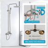 imagegotonovo Outdoor Shower Fixtures SUS304 Stainless Steel Rain Shower Kit Faucet High Pressure Wall Mount 2 Dual Function 8 Inch Showerhead and Handheld Spray Combo Single Handle Brushed GoldBrushed Nickel