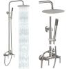 imagegotonovo Outdoor Shower Fixtures SUS304 Stainless Steel Rain Shower Kit Faucet High Pressure Wall Mount 2 Dual Function 8 Inch Showerhead and Handheld Spray Combo Single Handle Brushed GoldBrushed Nickel