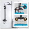 imagegotonovo Outdoor Shower Fixtures SUS304 Stainless Steel Rain Shower Kit Faucet High Pressure Wall Mount 2 Dual Function 8 Inch Showerhead and Handheld Spray Combo Single Handle Brushed GoldMatte Black