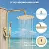 imagegotonovo Outdoor Shower Fixtures SUS304 Stainless Steel Rain Shower Kit Faucet High Pressure Wall Mount 2 Dual Function 8 Inch Showerhead and Handheld Spray Combo Single Handle Brushed GoldBrushed Gold