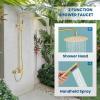imagegotonovo Outdoor Shower Fixtures SUS304 Stainless Steel Rain Shower Kit Faucet High Pressure Wall Mount 2 Dual Function 8 Inch Showerhead and Handheld Spray Combo Single Handle Brushed GoldBrushed Gold
