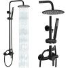imagegotonovo Outdoor Shower Fixtures SUS304 Stainless Steel Rain Shower Kit Faucet High Pressure Wall Mount 2 Dual Function 8 Inch Showerhead and Handheld Spray Combo Single Handle Brushed GoldMatte Black