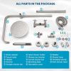 imagegotonovo Outdoor Shower Fixtures SUS304 Stainless Steel Rain Shower Kit Faucet High Pressure Wall Mount 2 Dual Function 8 Inch Showerhead and Handheld Spray Combo Single Handle Brushed GoldBrushed Nickel