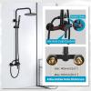 imagegotonovo Outdoor Shower Fixtures SUS304 Stainless Steel Rain Shower Kit Faucet High Pressure Wall Mount 2 Dual Function 8 Inch Showerhead and Handheld Spray Combo Single Handle Brushed GoldMatte Black