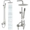 imagegotonovo Outdoor Shower Fixtures SUS304 Stainless Steel Rain Shower Kit Faucet High Pressure Wall Mount 2 Dual Function 8 Inch Showerhead and Handheld Spray Combo Single Handle Brushed GoldBrushed Nickel