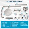imagegotonovo Outdoor Shower Fixtures SUS304 Stainless Steel Rain Shower Kit Faucet High Pressure Wall Mount 2 Dual Function 8 Inch Showerhead and Handheld Spray Combo Single Handle Brushed GoldBrushed Nickel