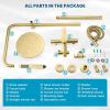 imagegotonovo Outdoor Shower Fixtures SUS304 Stainless Steel Rain Shower Kit Faucet High Pressure Wall Mount 2 Dual Function 8 Inch Showerhead and Handheld Spray Combo Single Handle Brushed GoldBrushed Gold