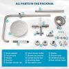 imagegotonovo Outdoor Shower Fixtures SUS304 Stainless Steel Rain Shower Kit Faucet High Pressure Wall Mount 2 Dual Function 8 Inch Showerhead and Handheld Spray Combo Single Handle Brushed GoldBrushed Nickel