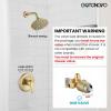 imagegotonovo Shower Faucet Set Bathroom Shower Head and Handle Set Complete 6 Settings 6 inch Rainfall Shower Head Kit High Pressure Shower System Combo Shower Trim Kit with Valve Brushed GoldBrushed Gold