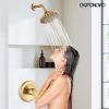 imagegotonovo Shower Faucet Set Bathroom Shower Head and Handle Set Complete 6 Settings 6 inch Rainfall Shower Head Kit High Pressure Shower System Combo Shower Trim Kit with Valve Brushed GoldBrushed Gold