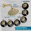 imagegotonovo Shower Faucet Set Bathroom Shower Head and Handle Set Complete 6 Settings 6 inch Rainfall Shower Head Kit High Pressure Shower System Combo Shower Trim Kit with Valve Brushed GoldBrushed Gold