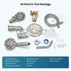 imagegotonovo Tub Shower Faucet Set Bathroom Shower Head Kit High Pressure Bathtub Shower Faucet 6 Modes ABS Handheld Spray Valve and Shower Trim Kit Shower Head and Handle Set Brushed NickelBrushed Nickel