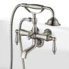 imagegotonovo 3 38 Vintage Bathtub Filler Wall Mount Clawfoot Tub Faucet Shower Kit with Handheld Shower 2Functions Double Level Handle Vintage Telephone Handheld Shower Antique BrassBrushed Nickel