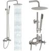 imagegotonovo Outdoor Shower Fixtures SUS304 Stainless Steel Rain Shower Kit Faucet High Pressure Wall Mount 2 Dual Function 8 Inch Showerhead and Handheld Spray Combo Single Handle Brushed GoldBrushed Nickel