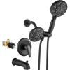 imagegotonovo Tub Shower Faucet Set Bathroom Shower Head Kit High Pressure Bathtub Shower Faucet 6 Modes ABS Handheld Spray Valve and Shower Trim Kit Shower Head and Handle Set Brushed NickelMatte Black
