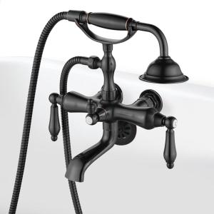 imagegotonovo 3 38 Vintage Bathtub Filler Wall Mount Clawfoot Tub Faucet Shower Kit with Handheld Shower 2Functions Double Level Handle Vintage Telephone Handheld Shower Antique BrassOil Rubbed Bronze