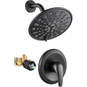 imagegotonovo Shower Faucet Set Bathroom Shower Head and Handle Set Complete 6 Settings 6 inch Rainfall Shower Head Kit High Pressure Shower System Combo Shower Trim Kit with Valve Brushed GoldOil Rubbed Bronze