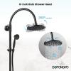imagegotonovo Exposed Bathroom Shower Faucet Wall Mounted Shower System 8 Inch Shower Head and Tub Spout Double Cross Handles Adjustable Handheld Sprayer Curved Pipe Antique BrassOil Rubbed Bronze