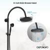 imagegotonovo Exposed Bathroom Shower Faucet Wall Mounted Shower System 8 Inch Shower Head and Tub Spout Double Cross Handles Adjustable Handheld Sprayer Curved Pipe Antique BrassMatte Black