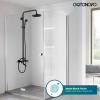 imagegotonovo Exposed Bathroom Shower Faucet Wall Mounted Shower System 8 Inch Shower Head and Tub Spout Double Cross Handles Adjustable Handheld Sprayer Curved Pipe Brushed NickelMatte Black