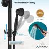 imagegotonovo Exposed Bathroom Shower Faucet Wall Mounted Shower System 8 Inch Shower Head and Tub Spout Double Cross Handles Adjustable Handheld Sprayer Curved Pipe Brushed NickelMatte Black