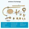 imagegotonovo Exposed Bathroom Shower Faucet Wall Mounted Shower System 8 Inch Shower Head and Tub Spout Double Cross Handles Adjustable Handheld Sprayer Curved Pipe Antique BrassAntique Brass