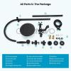 imagegotonovo Exposed Bathroom Shower Faucet Wall Mounted Shower System 8 Inch Shower Head and Tub Spout Double Cross Handles Adjustable Handheld Sprayer Curved Pipe Antique BrassMatte Black