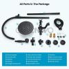 imagegotonovo Exposed Bathroom Shower Faucet Wall Mounted Shower System 8 Inch Shower Head and Tub Spout Double Cross Handles Adjustable Handheld Sprayer Curved Pipe Antique BrassOil Rubbed Bronze
