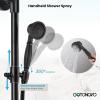 imagegotonovo Exposed Bathroom Shower Faucet Wall Mounted Shower System 8 Inch Shower Head and Tub Spout Double Cross Handles Adjustable Handheld Sprayer Curved Pipe Brushed NickelOil Rubbed Bronze