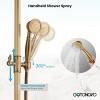 imagegotonovo Exposed Bathroom Shower Faucet Wall Mounted Shower System 8 Inch Shower Head and Tub Spout Double Cross Handles Adjustable Handheld Sprayer Curved Pipe Brushed NickelAntique Brass