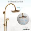 imagegotonovo Exposed Bathroom Shower Faucet Wall Mounted Shower System 8 Inch Shower Head and Tub Spout Double Cross Handles Adjustable Handheld Sprayer Curved Pipe Antique BrassAntique Brass