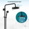 imagegotonovo Exposed Bathroom Shower Faucet Wall Mounted Shower System 8 Inch Shower Head and Tub Spout Double Cross Handles Adjustable Handheld Sprayer Curved Pipe Antique BrassMatte Black