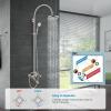 imagegotonovo Exposed Bathroom Shower Faucet Wall Mounted Shower System 8 Inch Shower Head and Tub Spout Double Cross Handles Adjustable Handheld Sprayer Curved Pipe Brushed NickelBrushed Nickel