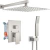 imagegotonovo Rainfall Bathroom Shower System Rain Shower Head and Handle Set Wall Mounted Shower Complete Combo Solid Brass Pressure Balancing Shower Mixer Valve 16 Inch Brushed GoldBrushed Nickel