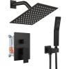 imagegotonovo Rainfall Bathroom Shower System Rain Shower Head and Handle Set Wall Mounted Shower Complete Combo Solid Brass Pressure Balancing Shower Mixer Valve 16 Inch Brushed GoldOil Rubbed Bronze
