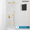 image:imagegotonovo Shower System with Tub SpoutWaterfall Tub Shower Faucet Set for Bathroom Head and Handle Set Wall Mounted 3 Function Roughin Valve and Trim Included 12 inch Shower Head Oil Rubbed BronzeBrushed Gold