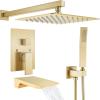 image:imagegotonovo Shower System with Tub SpoutWaterfall Tub Shower Faucet Set for Bathroom Head and Handle Set Wall Mounted 3 Function Roughin Valve and Trim Included 12 inch Shower Head Oil Rubbed BronzeBrushed Gold