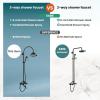 image:imagegotonovo Bathroom Classic Exposed Shower Faucet Wall Mount Shower System 8 Inch Luxurious Rainfall Shower Head Set with Tub Spout and Handheld Spray Double Cross Handles Antique BrassOil Rubbed Bronze