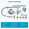 image:imagegotonovo Bathroom Classic Exposed Shower Faucet Wall Mount Shower System 8 Inch Luxurious Rainfall Shower Head Set with Tub Spout and Handheld Spray Double Cross Handles Antique BrassBrushed Nickel