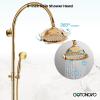 image:imagegotonovo Bathroom Classic Exposed Shower Faucet Wall Mount Shower System 8 Inch Luxurious Rainfall Shower Head Set with Tub Spout and Handheld Spray Double Cross Handles Antique BrassPolished Gold