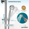 image:imagegotonovo Bathroom Classic Exposed Shower Faucet Wall Mount Shower System 8 Inch Luxurious Rainfall Shower Head Set with Tub Spout and Handheld Spray Double Cross Handles Antique BrassPolished Chrome