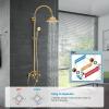 image:imagegotonovo Bathroom Classic Exposed Shower Faucet Wall Mount Shower System 8 Inch Luxurious Rainfall Shower Head Set with Tub Spout and Handheld Spray Double Cross Handles Antique BrassPolished Gold