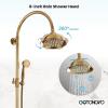 image:imagegotonovo Bathroom Classic Exposed Shower Faucet Wall Mount Shower System 8 Inch Luxurious Rainfall Shower Head Set with Tub Spout and Handheld Spray Double Cross Handles Antique BrassAntique Brass