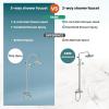 image:imagegotonovo Bathroom Classic Exposed Shower Faucet Wall Mount Shower System 8 Inch Luxurious Rainfall Shower Head Set with Tub Spout and Handheld Spray Double Cross Handles Antique BrassPolished Chrome