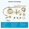 image:imagegotonovo Bathroom Classic Exposed Shower Faucet Wall Mount Shower System 8 Inch Luxurious Rainfall Shower Head Set with Tub Spout and Handheld Spray Double Cross Handles Antique BrassPolished Gold