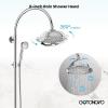 image:imagegotonovo Bathroom Classic Exposed Shower Faucet Wall Mount Shower System 8 Inch Luxurious Rainfall Shower Head Set with Tub Spout and Handheld Spray Double Cross Handles Antique BrassPolished Chrome