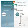 image:imagegotonovo Bathroom Classic Exposed Shower Faucet Wall Mount Shower System 8 Inch Luxurious Rainfall Shower Head Set with Tub Spout and Handheld Spray Double Cross Handles Antique BrassBrushed Nickel