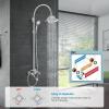 image:imagegotonovo Bathroom Classic Exposed Shower Faucet Wall Mount Shower System 8 Inch Luxurious Rainfall Shower Head Set with Tub Spout and Handheld Spray Double Cross Handles Antique BrassPolished Chrome