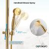 image:imagegotonovo Bathroom Classic Exposed Shower Faucet Wall Mount Shower System 8 Inch Luxurious Rainfall Shower Head Set with Tub Spout and Handheld Spray Double Cross Handles Antique BrassPolished Gold