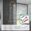 image:imagegotonovo Bathroom Classic Exposed Shower Faucet Wall Mount Shower System 8 Inch Luxurious Rainfall Shower Head Set with Tub Spout and Handheld Spray Double Cross Handles Antique BrassAntique Brass